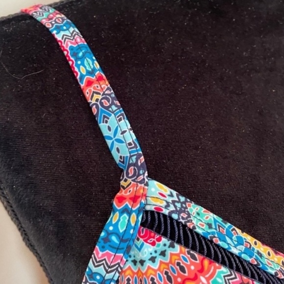 Christina Blue one piece comfort athletic abstract print bathing swimsuit size 8 - Picture 8 of 13